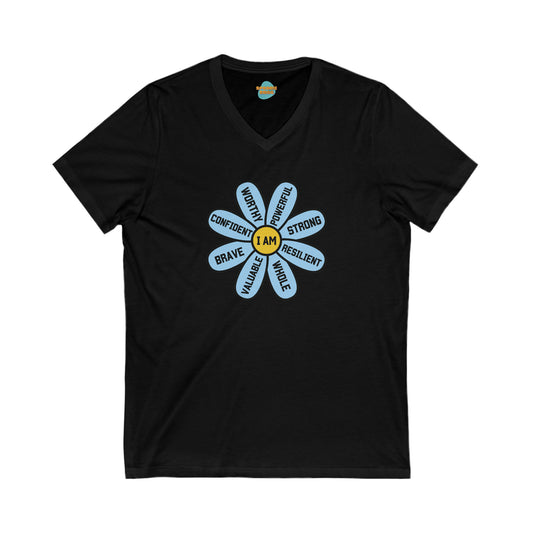 Blue Flower of Encouragement V-Neck Tee