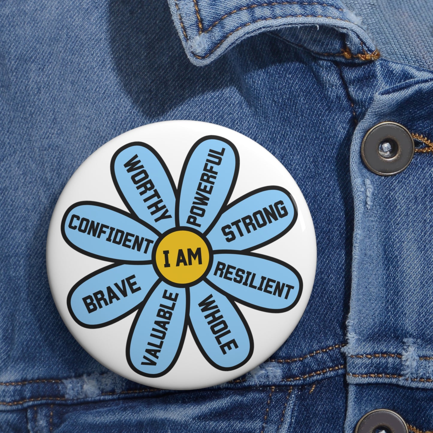 Blue Flower of Encouragement Pin Button