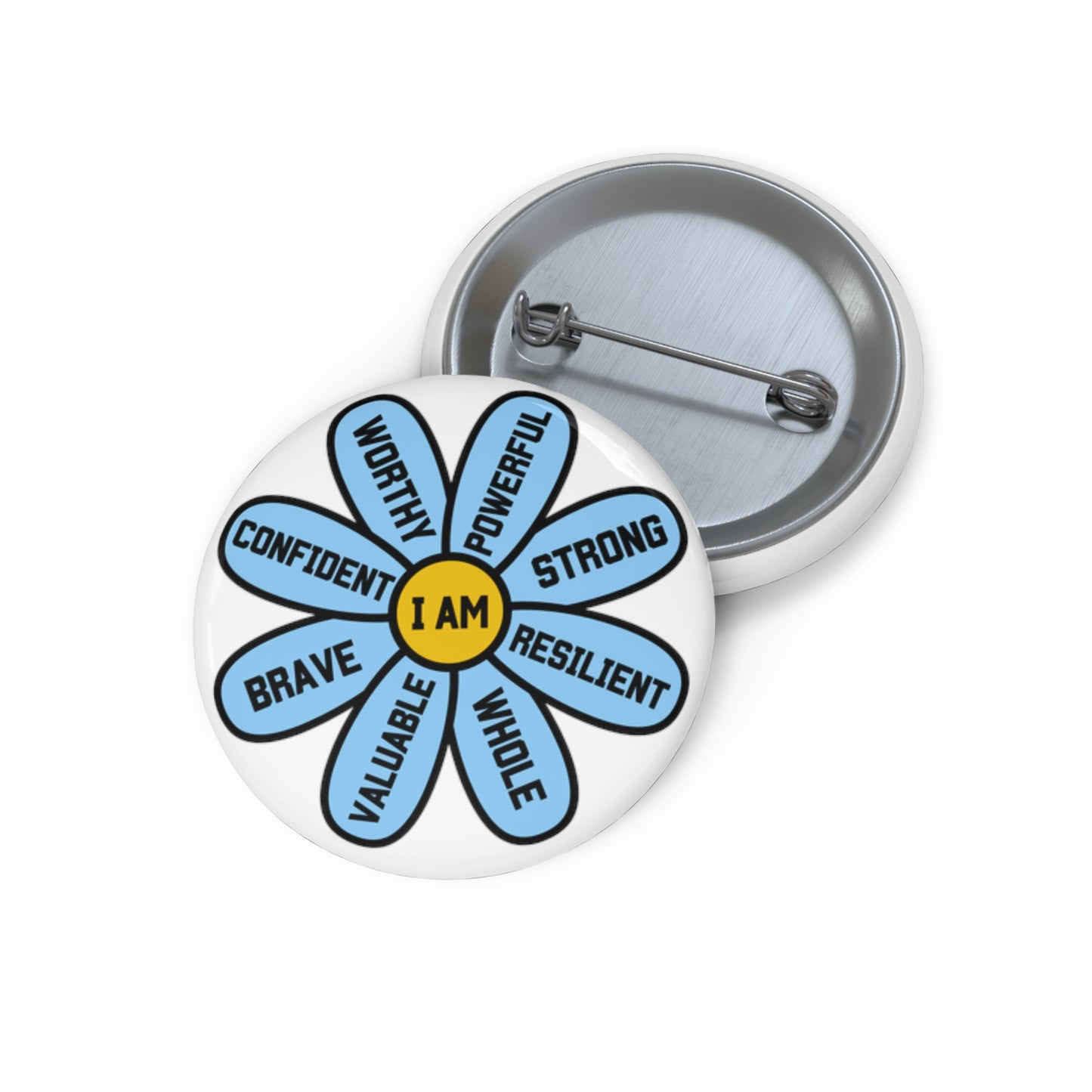 Blue Flower of Encouragement Pin Button