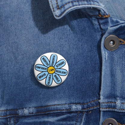 Blue Flower of Encouragement Pin Button