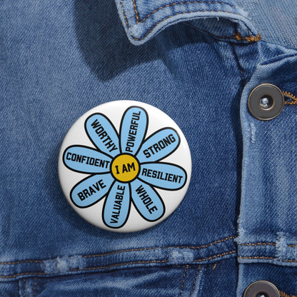 Blue Flower of Encouragement Pin Button